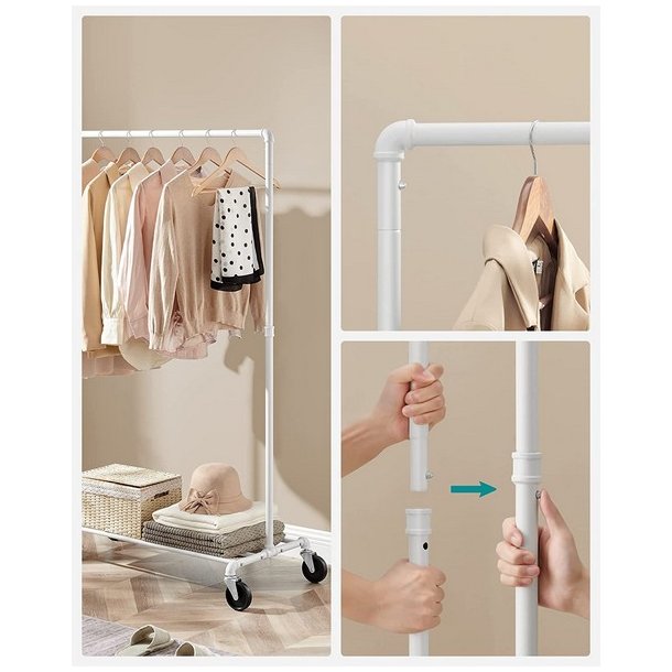 T�jstativ p� hjul - garderobestativ i vandr�r look med skohylde