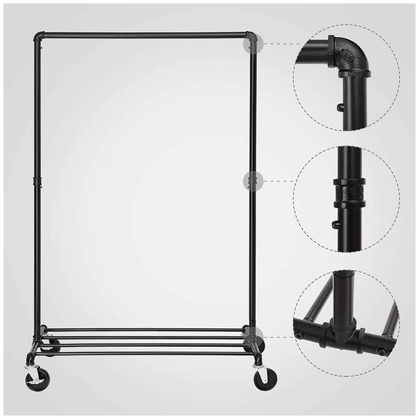 T�jstativ p� hjul - garderobestativ i vandr�r look med skohylde