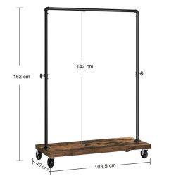 T�jstativ p� hjul - garderobestativ med hylde og t�jstang
