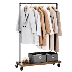 T�jstativ p� hjul - garderobestativ med hylde og t�jstang