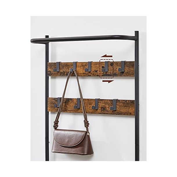 Garderobestativ med knager�kker og 2 skohylder - rustik brun