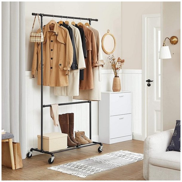 T�jstativ med t�jst�nger - garderobestativ p� hjul til 110 kg