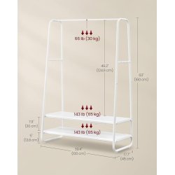 T�jstativ - hvid t�jstativ med b�jlestang og skohylder