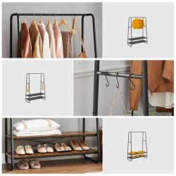 T�jstativ - rustik brun t�jstativ med b�jlestang og skohylder