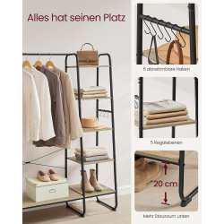 T�jstativ - sort og brun t�jstativ med b�jlestang og 5 hylder