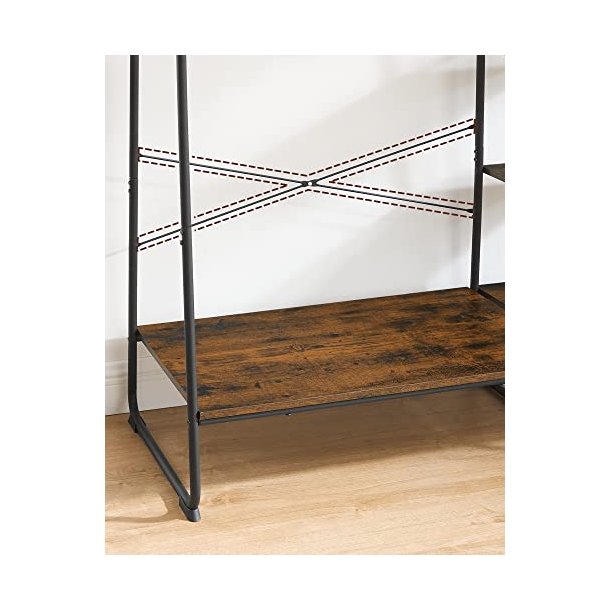 T�jstativ - rustik brun t�jstativ med b�jlestang og 5 hylder