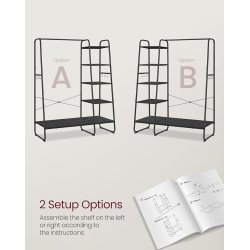 T�jstativ - sort t�jstativ med b�jlestang og 5 hylder