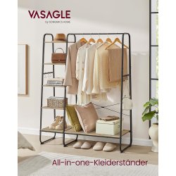 T�jstativ - sort og brun t�jstativ med b�jlestang og 5 hylder