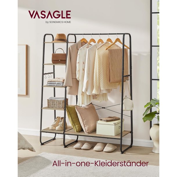 T�jstativ - sort og brun t�jstativ med b�jlestang og 5 hylder