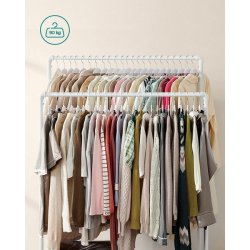 T�jstativ i vandr�r look med hjul, hylde og dobbelt t�jstang