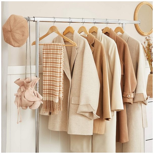 T�jstativ p� 4 hjul - kraftig krom garderobestativ til 90 kg