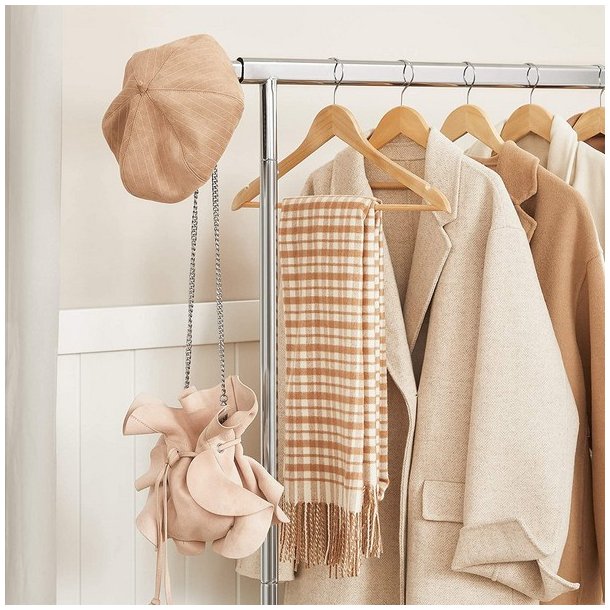 T�jstativ p� 4 hjul - kraftig krom garderobestativ til 90 kg