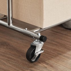 T�jstativ p� 4 hjul - kraftig krom garderobestativ til 90 kg