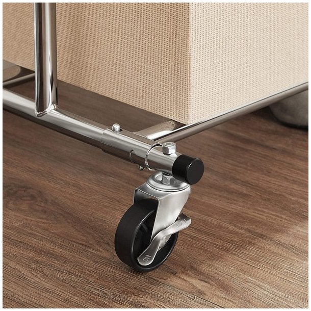 T�jstativ p� 4 hjul - kraftig krom garderobestativ til 90 kg