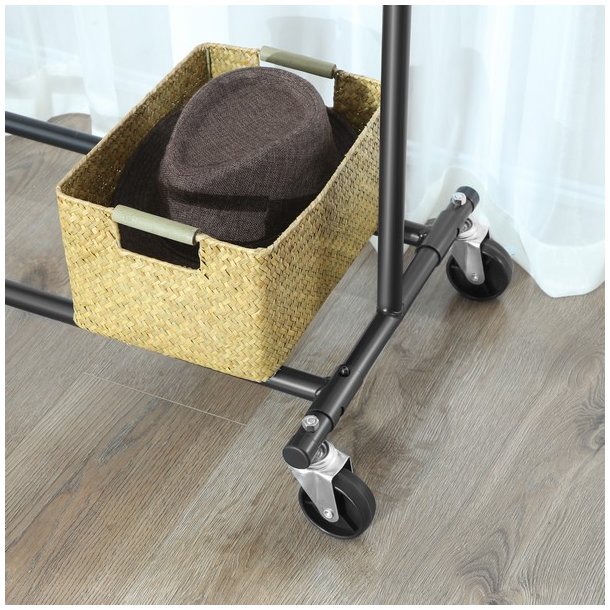 T�jstativ p� 4 hjul - kraftig sort garderobestativ til 90 kg