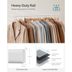 T�jstativ p� 4 hjul - kraftig hvid garderobestativ til 90 kg