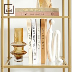 Badevrelsesreol med hrdet glas og gyldent stel 40x30x124,5