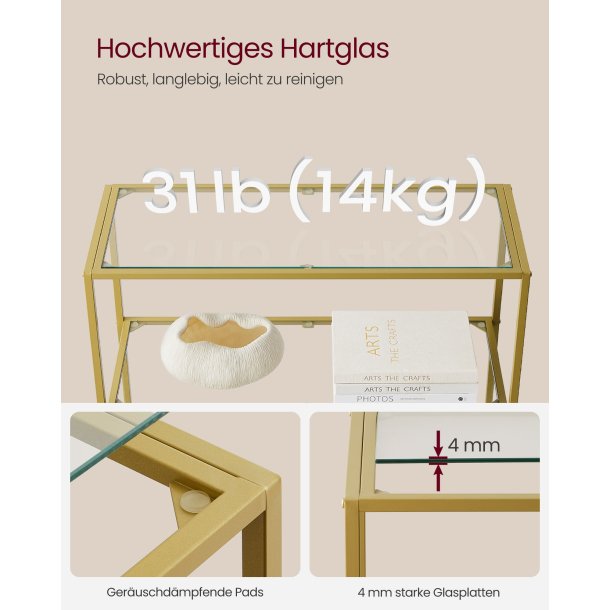 Badev�relsesreol med h�rdet glas og gyldent stel 80x30x177,3