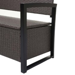 Haveb�nk og hyndeboks - gr�meleret polyrattan med creme hynde