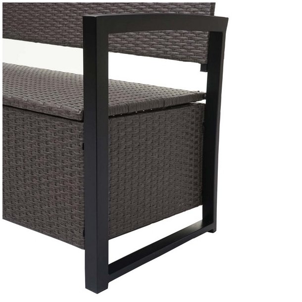 Haveb�nk og hyndeboks - gr�meleret polyrattan med creme hynde