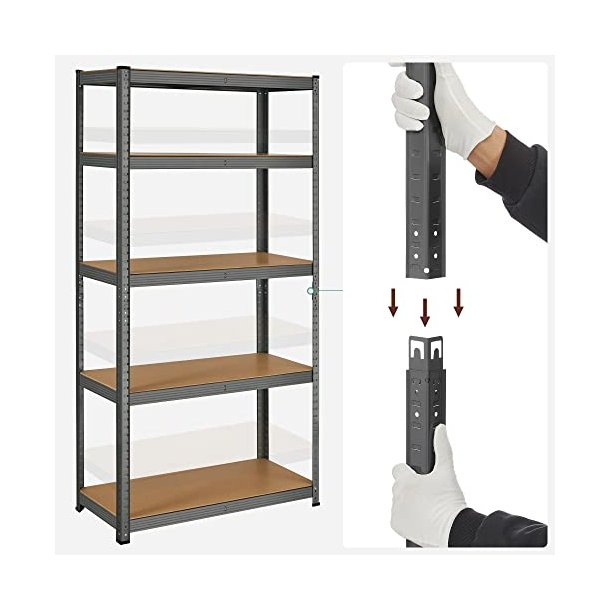 St�lreol - lagerreol - gr� og brun reol 180 x 90 x 40