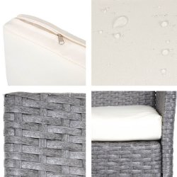 Havebnk - gr polyrattan havebnk med creme hynde