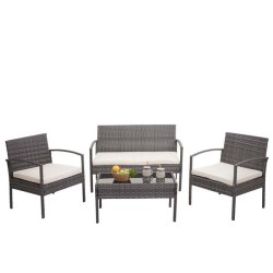 Polyrattan loungest - lounge havembelst i 4 dele - gr 2-1-1
