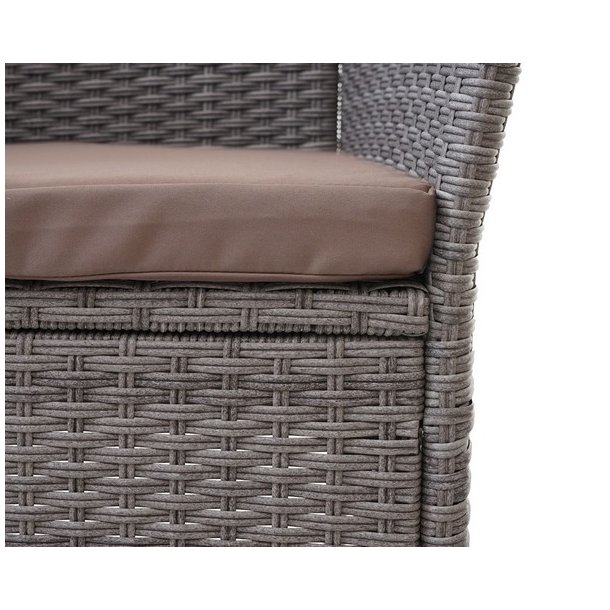 Polyrattan havebnk med bord - gr 2 personers havesofa 132 cm