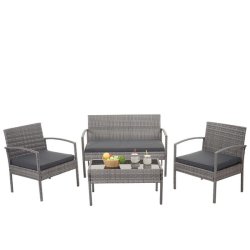 Polyrattan loungest - lounge havembelst i 4 dele - gr 2-1-1