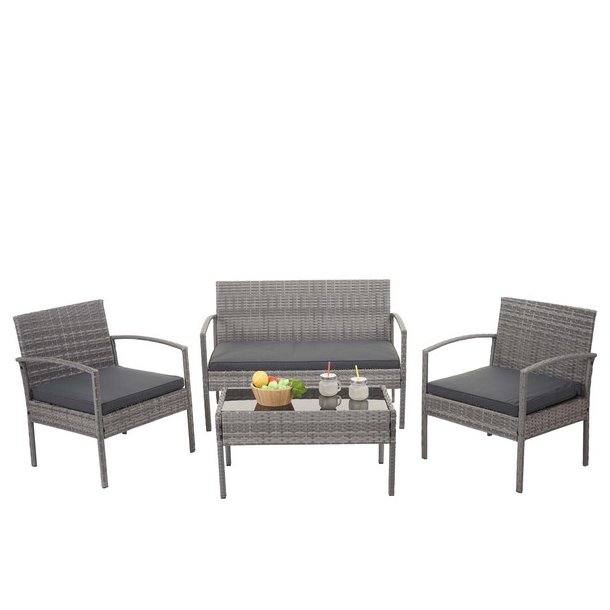 Polyrattan loungest - lounge havembelst i 4 dele - gr 2-1-1