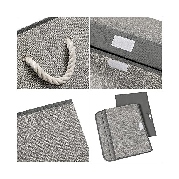 Opbevaringskasser - 3 foldbare stof�sker med l�g - gr� 38x25x25