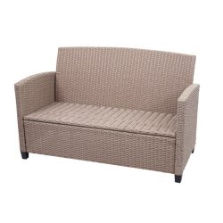 Havem�bels�t - gr�brune polyrattan havem�bler med gr�brune hynder