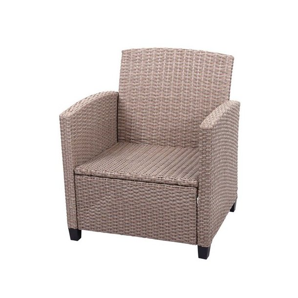 Havem�bels�t - gr�brune polyrattan havem�bler med gr�brune hynder