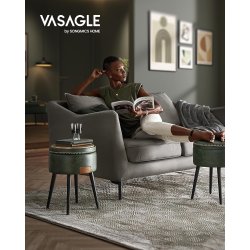 Sidebord med opbevaring - rundt sengebord - gr�n s�de �32