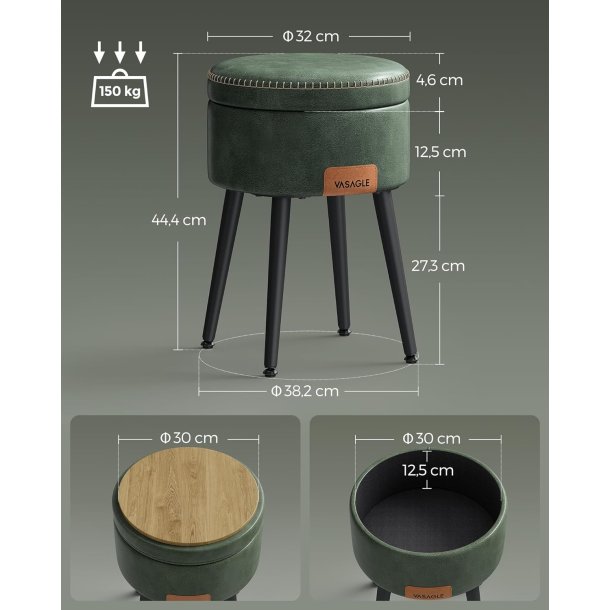 Sidebord med opbevaring - rundt sengebord - gr�n s�de �32