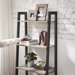 Reol - stigereol i industrielt design - gr� beige 138 x 56 x 34