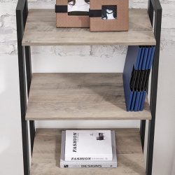 Reol - stigereol i industrielt design - gr� beige 138 x 56 x 34