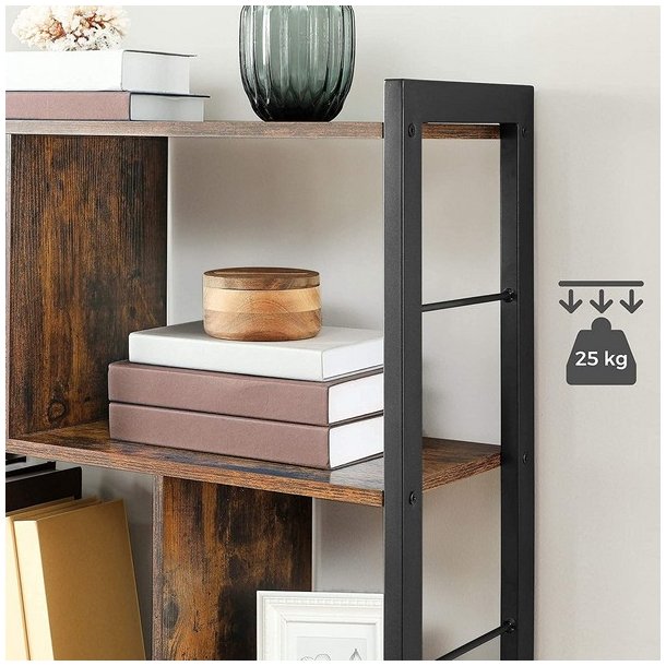 Reol - bogreol i industriel stil - rustik brun 155 x 74 x 30