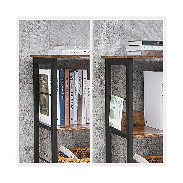 Reol - bogreol med 6 rum - konsolbord - rustik brun 120x80x33