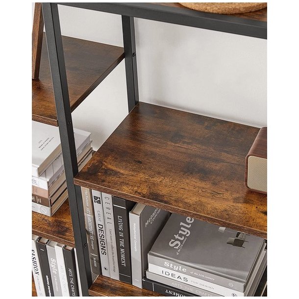 Stuereol - reol i industrielt design - rustik brun 170x100x30