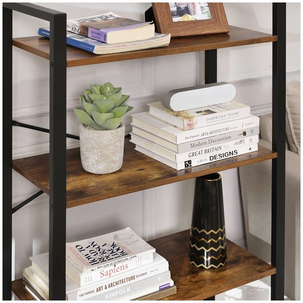 Bogreol - reol i industrielt design - rustik brun 120 x 66 x 30