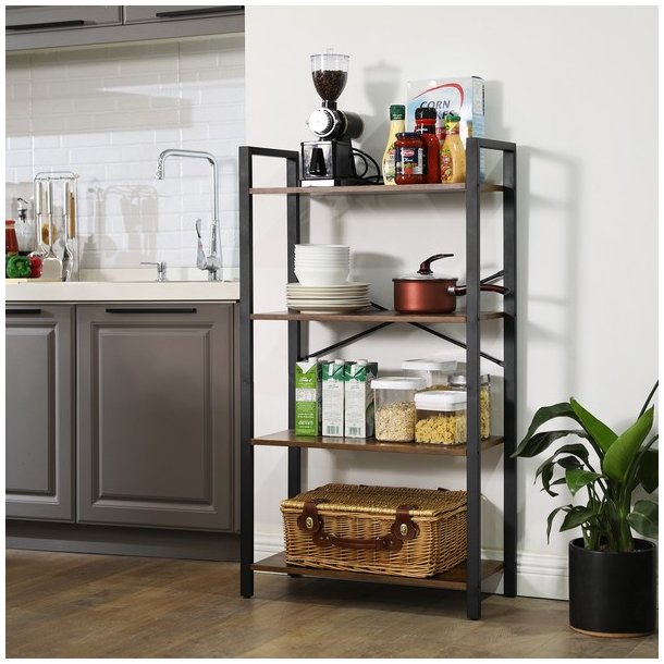 Bogreol - reol i industrielt design - rustik brun 120 x 66 x 30