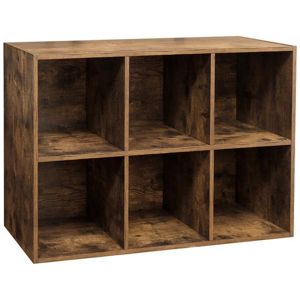 Bogreol - rumdeler i industrielt design - rustik brun 65,5x30x97,5