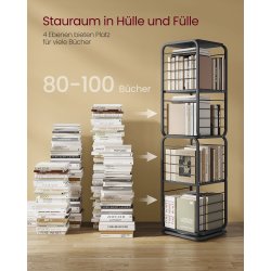 Reol - 360� roterbar bogreol - sort gulvreol - 43 x 43 x 158