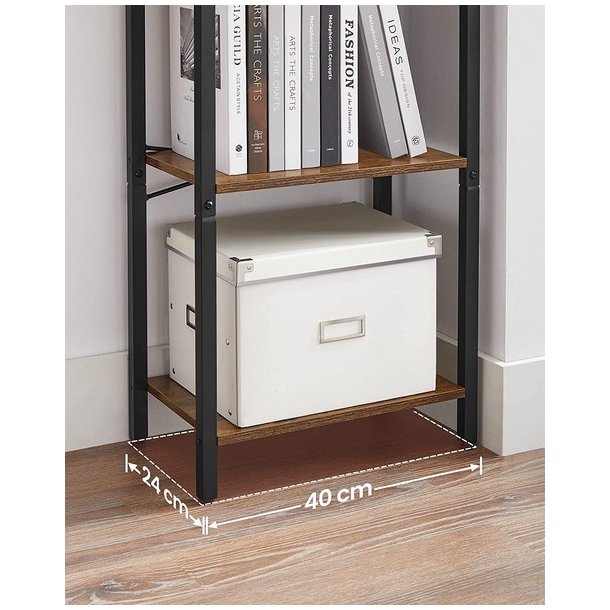 Bogreol - reol i industrielt design - rustik brun 107x40x24