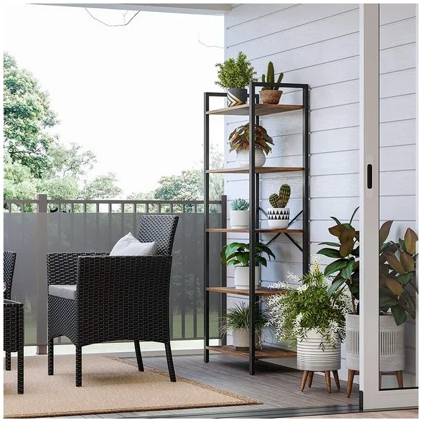 Reol - stuereol i industrielt design - rustik brun 153 x 66 x 30