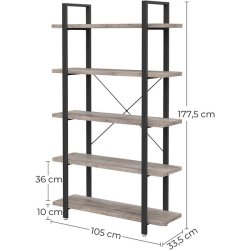 Reol - stuereol i industrielt design - gr� beige 177,5 x 105 x 33,5