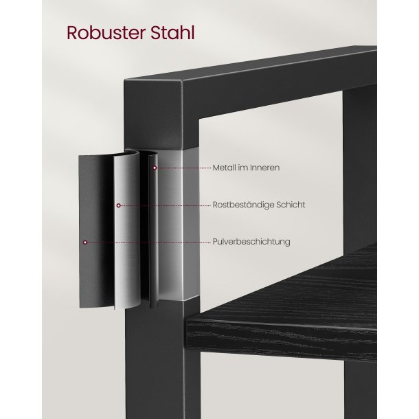 Reol - stuereol i industrielt design - sort 186 x 66 x 30