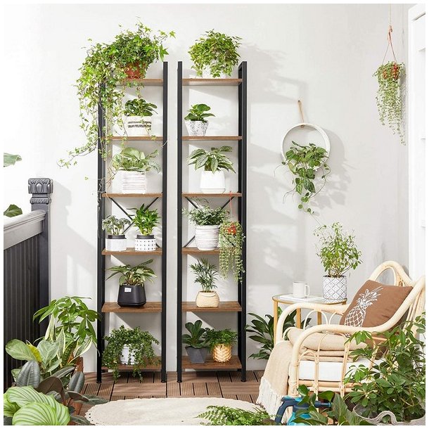 Reol - stuereol i industrielt design - rustik brun 187,5x40x30