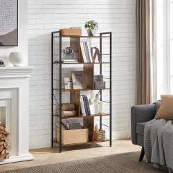 Reol - bogreol i industrielt design - rustik brun 74x30x150